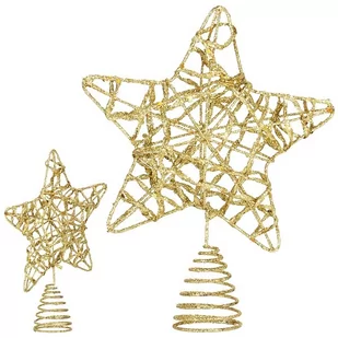 Gwiazdka czubek na choinkę ozdoba złota z brokatem - Ozdoby bożonarodzeniowe - miniaturka - grafika 1