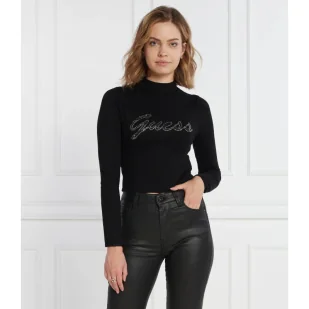 GUESS Bluzka RHINESTONE LOGO | Regular Fit - Bluzki damskie - miniaturka - grafika 1