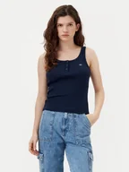 Koszulki i topy damskie - Tommy Jeans Top DW0DW19492 Granatowy Slim Fit - miniaturka - grafika 1