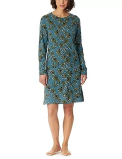 Koszulki i topy damskie - Schiesser Damska koszulka z długim rękawem bawełna modal Sleepshirt Bigshirt-Nightwear koszula nocna, petrol floral, 36, Petrol Floral, 36 - grafika 1