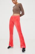 Spodnie damskie - adidas Originals spodnie dresowe welurowe kolor różowy z aplikacją - miniaturka - grafika 1