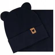 Czapki damskie - KOMPLET DZIECIĘCY Z USZKAMI WIOSENNY JESIENNY CZAPKA + KOMIN PRĄŻEK 44-48 - miniaturka - grafika 1