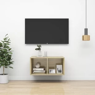 vidaXL Lumarko Wisząca szafka pod TV, kolor dąb sonoma, 37x37x72 cm, płyta 805474 - Szafki RTV - miniaturka - grafika 1