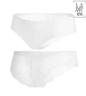 Brazyliany Damskie Bezszwowe Z Koronką Tanga Julimex Białe  Xl - Komplety bielizny - miniaturka - grafika 1