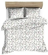 Pościel - Pościel flanelowa 140x200 biała kwiatuszki żółte czerwone 1126 Flanela Max - miniaturka - grafika 1