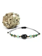 Bransoletki - Czarny turmalin, awenturyn, szmaragd, malachit i hematyt bransoletka - miniaturka - grafika 1