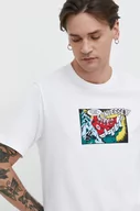 Koszulki męskie - Converse t-shirt bawełniany męski kolor beżowy z nadrukiem - miniaturka - grafika 1