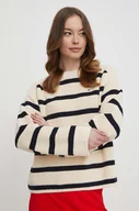 Swetry damskie - Tommy Hilfiger sweter bawełniany kolor beżowy ciepły - miniaturka - grafika 1