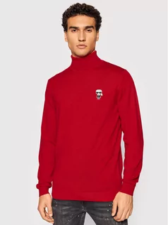 Swetry męskie - Lagerfeld KARL Golf Knit 655014 512399 Czerwony Regular Fit - grafika 1