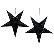 Ozdoby bożonarodzeniowe - Lumarko Zestaw 2 wiszących gwiazd welurowych LED 60 cm czarny MOTTI - miniaturka - grafika 1