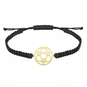 Bransolety męskie - Złota Bransoleta Męska Piłka Nożna 925 Sznurek Prezent DEDYKACJA GRATIS - miniaturka - grafika 1