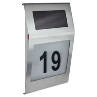 Lampy ogrodowe - Ideus Solarna LAMPA ścienna NUMERO 03615 elewacyjna OPRAWA z podświetlanym numerem domu KINKIET na baterie IP44 chrom 03615 - miniaturka - grafika 1