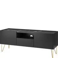 Szafki RTV - Szafka RTV144 Harmony Piaski Meble Czarny Grafit U12007 Struktura Natural Wood, Marmur Black Royal S63052 - miniaturka - grafika 1
