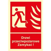 Tablice BHP - Znak TDC "Drzwi przeciwpożarowe. Zamykać!" w lewo - miniaturka - grafika 1