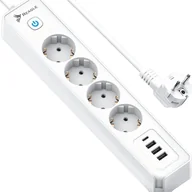 Listwy zasilające - Listwa zasilająca Reagle REAGLE LISTWA ZASILAJĄCA 1,5M 4 GNIAZDA 4x USB 5V 3.4A USB-C ANTYPRZEPIĘCIOWA - miniaturka - grafika 1