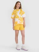 Spodenki damskie - 4F Spodenki dresowe z dzianiny waflowej damskie - żółte L - miniaturka - grafika 1