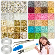 Prace ręczne dla dzieci - Zestaw Koralików do Bransoletek i Biżuterii 12000 Dla Dziecka Na Prezent - miniaturka - grafika 1