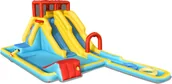 Place zabaw - COSTWAY Dmuchany zamek do skakania z długimi podwójnymi zjeżdżalniami, ścianką wspinaczkową i armatką wodną, basen do zabawy ze zjeżdżalnią, brodzik do parku wodnego 622 x 335 x 225 cm (tylko zamek do skakania) - miniaturka - grafika 1