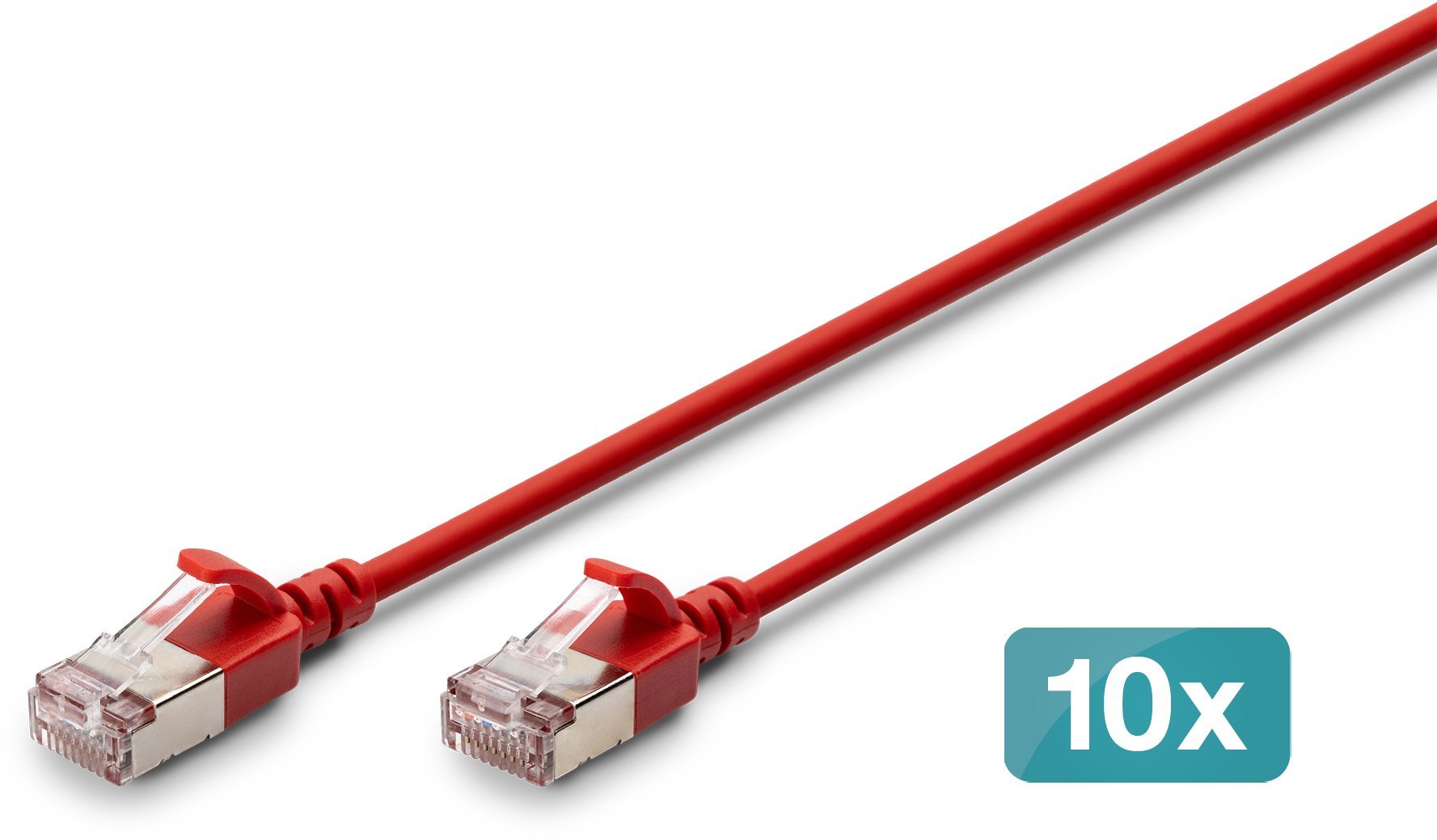 Digitus Kabel krosowy CAT 6A F/FTP Slim 3m czerwony 10 sztuk DK-1632-A-030S-R-10