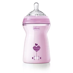 Chicco Butelka NaturalFeeling 6m+ 330ml PINK - Butelki dla niemowląt - miniaturka - grafika 1