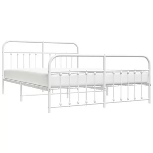Metalowa rama łóżka z wezgłowiem i zanóżkiem, biała, 180x200 cm Lumarko! - Łóżka - miniaturka - grafika 4