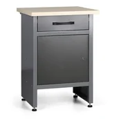 Stoły warsztatowe - B2B Partner Stół roboczy HOBBY III, 840 x 600 x 600 mm, 1 szuflada TC-004 RAL7040/7012 - miniaturka - grafika 1