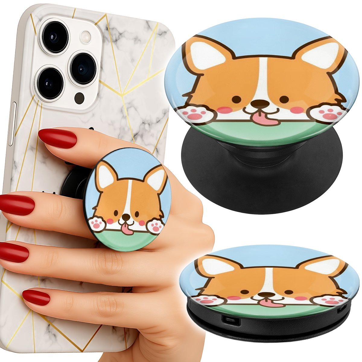 Uchwyt do telefonu Popsocket na palce/stojak SŁODKI PIESEK WZORY Z BAJEK