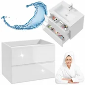 Szafki łazienkowe - Biała Szafka Łazienkowa Wisząca pod Blat 80 cm Front Połysk Mod Szuflady - miniaturka - grafika 1