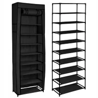 Szafki na buty - Szafka Tekstylna Z Półkami Na Buty Do Przedpokoju Regał Stojak Czarny Loft - miniaturka - grafika 1