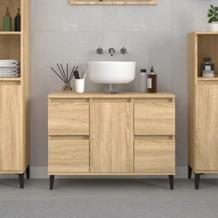 vidaXL Szafka pod umywalkę, dąb sonoma, 80x33x60 cm - Toaletki - miniaturka - grafika 1