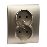 Gniazdka elektryczne - Gniazdo podwójne z uziemieniem GP-2VZ satyna vega - miniaturka - grafika 1