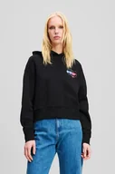 Bluzy damskie - Karl Lagerfeld bluza bawełniana damska kolor czarny z kapturem z nadrukiem A2W20072 - miniaturka - grafika 1