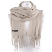 Apaszki i szaliki damskie - Capuccino Szalik damski duży Cashmere frędzle SZA-60 - miniaturka - grafika 1