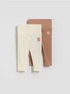 Komplety dla niemowląt - Reserved - Strukturalne spodnie 2 pack - brązowy - miniaturka - grafika 1