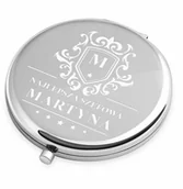 Lusterka do makijażu - Lusterko okrągłe srebrne z grawerem dla szefowej na imieniny z o - miniaturka - grafika 1