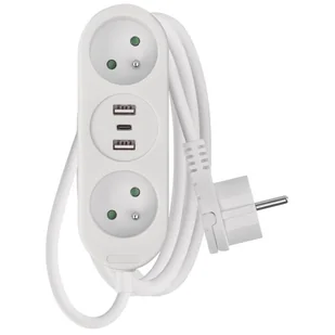Przedłużacz EMOS 2x zásuvka, 2×USB-A + 1×USB-C, 2m - Przedłużacze i rozgałęźniki - miniaturka - grafika 1