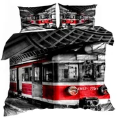 Pościel - Pościel 3D Bawełna Satyna 200X220Cm Czerwony Pociąg - miniaturka - grafika 1