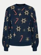 Swetry damskie - Pieces Sweter Sugar 17152789 Granatowy Regular Fit - miniaturka - grafika 1