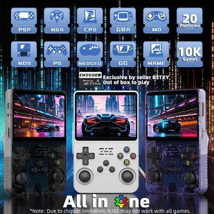 Ręczna Konsola do Gier R36S, Ekran IPS 3,5 cali, System Linux, Emulator 11, 64GB - Biała - Konsole i gry retro - miniaturka - grafika 2