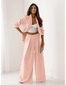Komplety damskie - Modny garnitur z szerokimi spodniami TOKYO - pudrowy róż - miniaturka - grafika 1