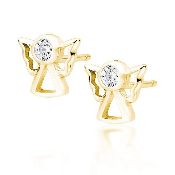 ankabizuteria.pl Kolczyki srebrne pozłacane Aniołki z cyrkoniamii