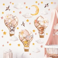 Naklejki na ścianę - Naklejki na ścianę zwierzątka w balonach - miniaturka - grafika 1