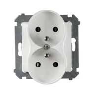 Wyłączniki światła i elektryczne - Simon Gniazdo podwójne 2 x 2P + Z 54 biały - miniaturka - grafika 1