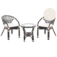 Meble ogrodowe - Zestaw mebli balkonowych PECORINI Rattan Czarny - miniaturka - grafika 1