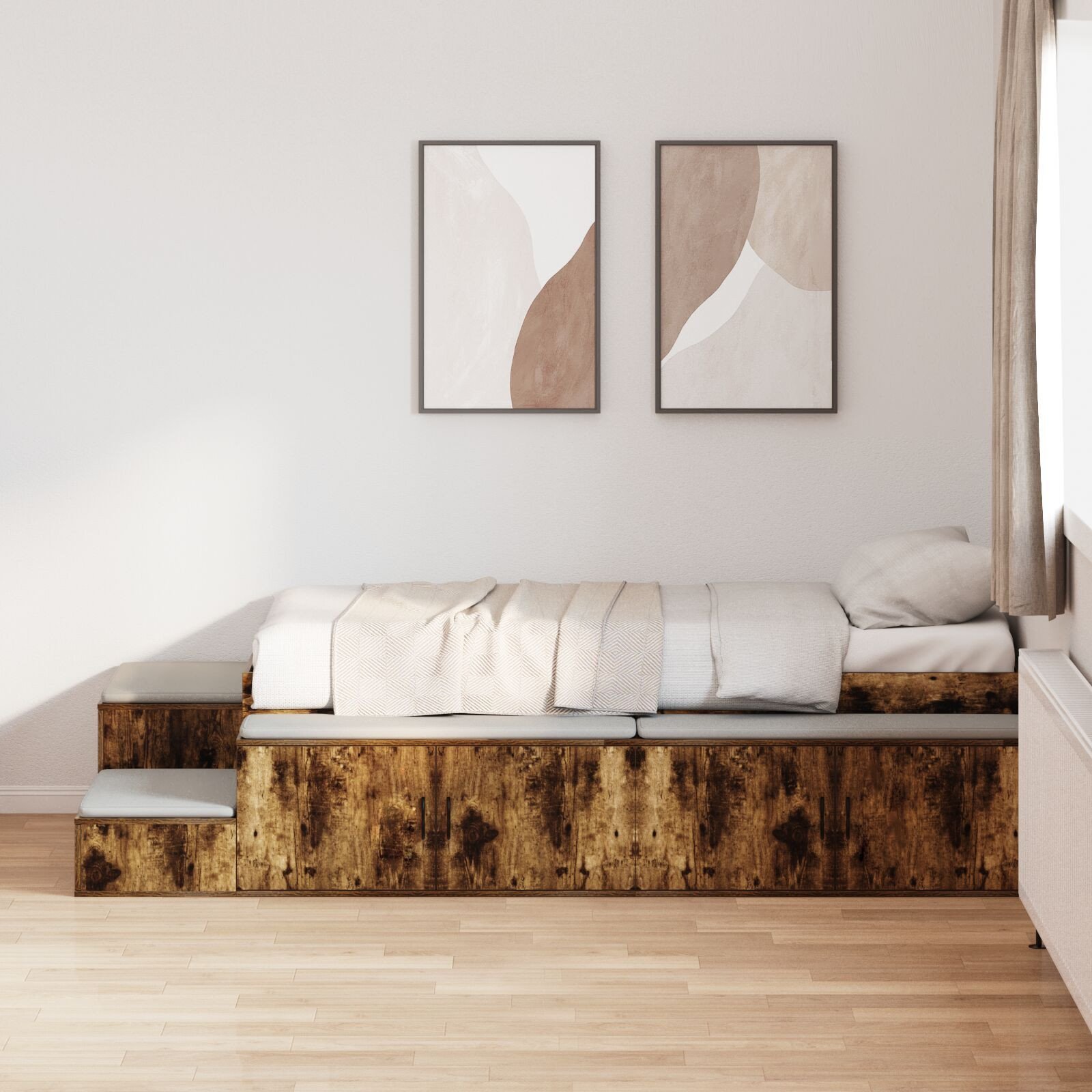 Łóżko z magazynem Wędzone Dąb 90x190 cm