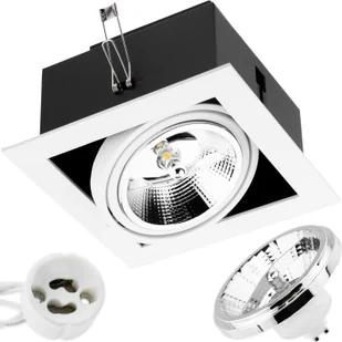 LUMILED reflektor wpuszczany reflektor wpuszczany lampa sufitowa reflektor sufitowy płaski kątowy biały z żarówką LED ES111 GU10 gniazdo 15 W neutralny biały 4000K aluminium - Lampy sufitowe - miniaturka - grafika 1