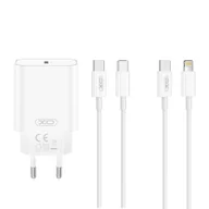 Ładowarki do telefonów - XO ładowarka sieciowa CE32 PD 20W 1x USB-C biała + kabel USB-C - Lightning - miniaturka - grafika 1