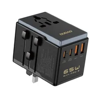 Ładowarki do telefonów - Ładowarka adapter podróżny GAN PRO 3 65W EU / US / JP / AUS / UK 2x USB-C 2x USB-A - czarny DUDAO - miniaturka - grafika 1