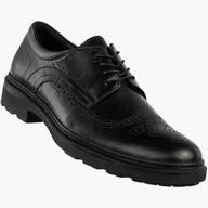 Półbuty męskie - Półbuty Wizytowe Męskie Skórzane Buty Eleganckie Czarne Czarny 41 - miniaturka - grafika 1