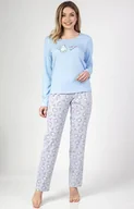 Piżamy damskie - Piżama damska na długi rękaw niebieska 675, Kolor niebiesko-szary, Rozmiar S, Regina - Intymna - miniaturka - grafika 1
